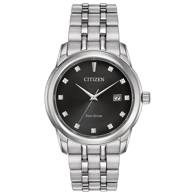 Main Image 1 of Men's Citizen Eco-Drive® Diamond Accent Watch with Black Dial (Model: BM7340-55E)