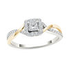 Thumbnail Image 1 of 1/2 CT. T.W. Princess-Cut Diamond Square Frame Twist Engagement Ring in 14K Two-Tone Gold