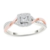 Thumbnail Image 0 of 1/2 CT. T.W. Princess-Cut Diamond Square Frame Twist Engagement Ring in 14K Two-Tone Gold