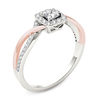 Thumbnail Image 1 of 1/2 CT. T.W. Princess-Cut Diamond Square Frame Twist Engagement Ring in 14K Two-Tone Gold
