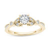 Thumbnail Image 1 of 5/8 CT. T.W. Diamond Leaf Vintage-Style Engagement Ring in 14K Gold
