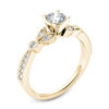 Thumbnail Image 1 of 5/8 CT. T.W. Diamond Leaf Vintage-Style Engagement Ring in 14K Gold