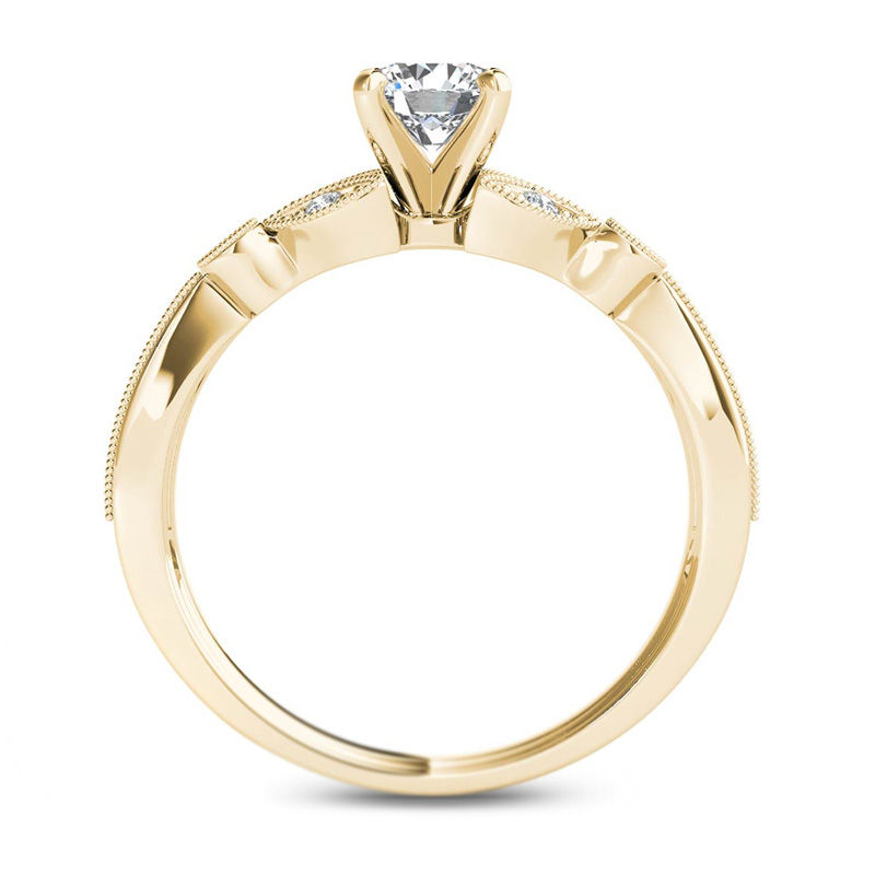 5/8 CT. T.W. Diamond Leaf Vintage-Style Engagement Ring in 14K Gold