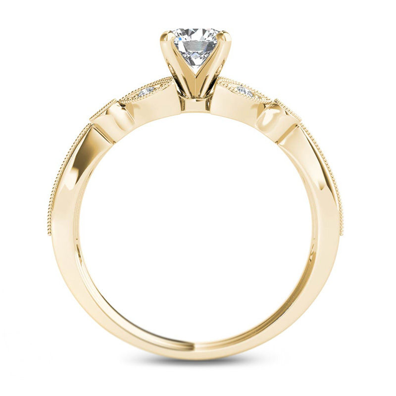 Main Image 3 of 5/8 CT. T.W. Diamond Leaf Vintage-Style Engagement Ring in 14K Gold