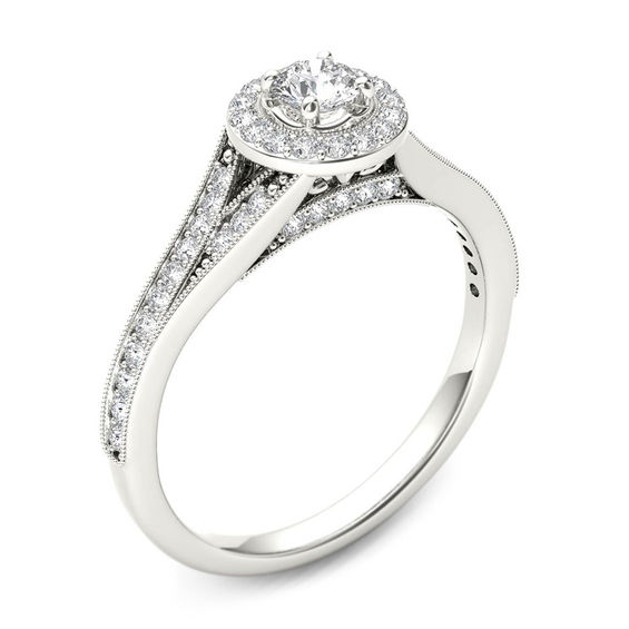 5/8 CT. T.W. Diamond Frame Vintage-Style Engagement Ring in 14K White Gold 5/8 CT. T.W. Diamond Frame Vintage-Style Engagement Ring in 14K White Gold