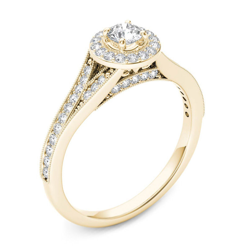 5/8 CT. T.W. Diamond Frame Vintage-Style Engagement Ring in 14K Gold