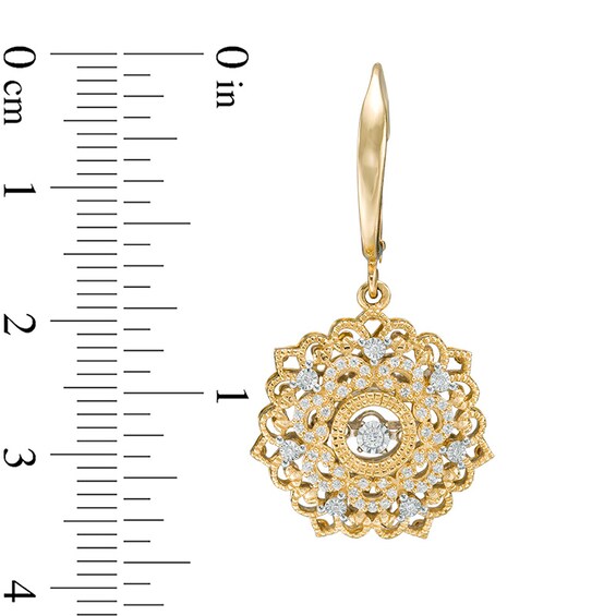1/3 CT. T.w. Diamond Filigree Flower Drop Earrings in 10K Gold