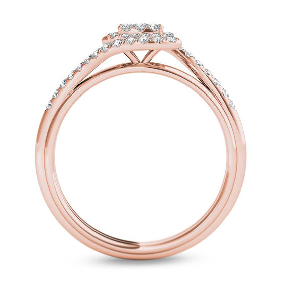 1/2 CT. T.W. Composite Diamond Square Frame Bypass Engagement Ring in 14K Rose Gold 1/2 CT. T.W. Composite Diamond Square Frame Bypass Engagement Ring in 14K Rose Gold