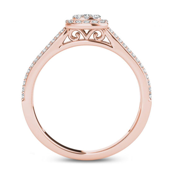 1/2 CT. T.W. Composite Diamond Cushion Frame Multi-Row Engagement Ring in 14K Rose Gold 1/2 CT. T.W. Composite Diamond Cushion Frame Multi-Row Engagement Ring in 14K Rose Gold