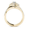 Thumbnail Image 2 of 1 CT. T.W. Diamond Cushion Frame Split Shank Three Piece Bridal Set in 14K Gold