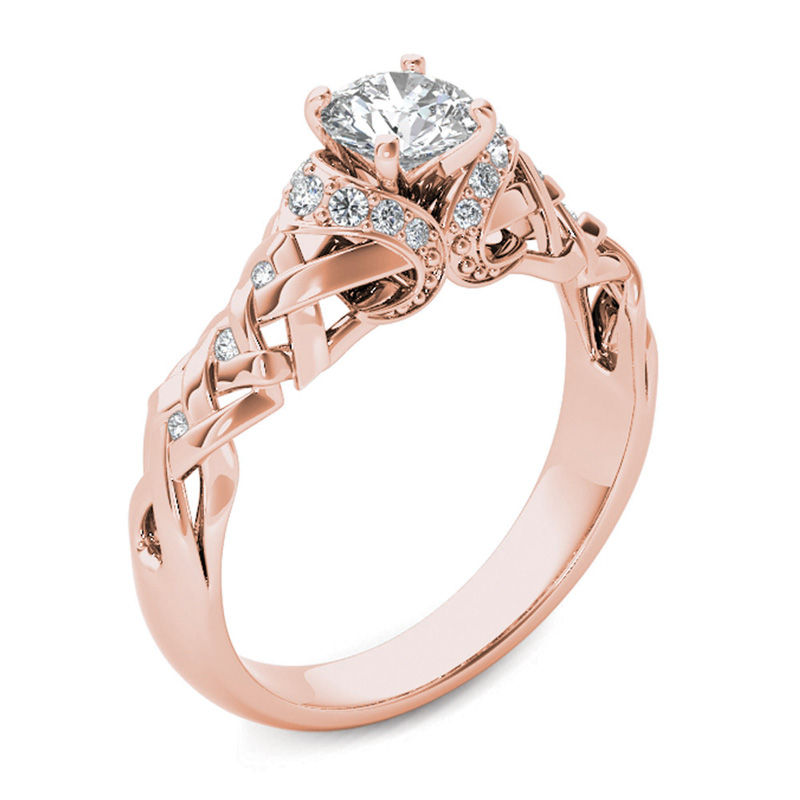 1/2 CT. T.W. Diamond Lattice Engagement Ring in 14K Rose Gold