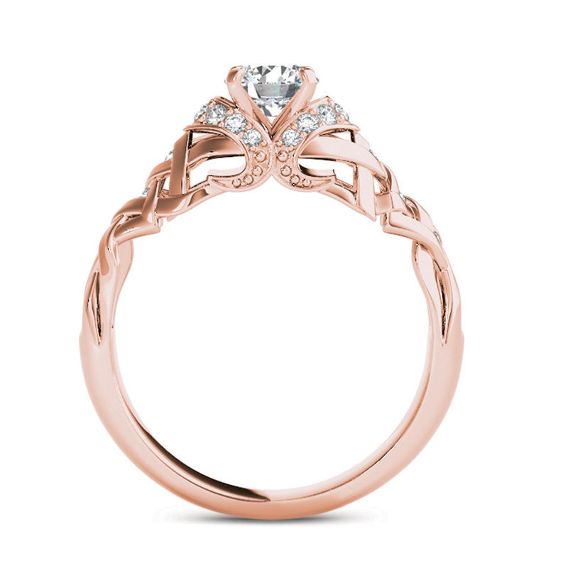 1/2 CT. T.W. Diamond Lattice Engagement Ring in 14K Rose Gold