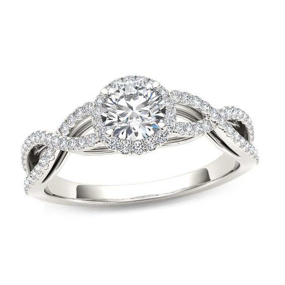 3/4 CT. T.W. Diamond Frame Twist Engagement Ring in 14K White Gold 3/4 CT. T.W. Diamond Frame Twist Engagement Ring in 14K White Gold