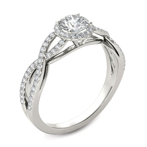 3/4 CT. T.W. Diamond Frame Twist Engagement Ring in 14K White Gold 3/4 CT. T.W. Diamond Frame Twist Engagement Ring in 14K White Gold