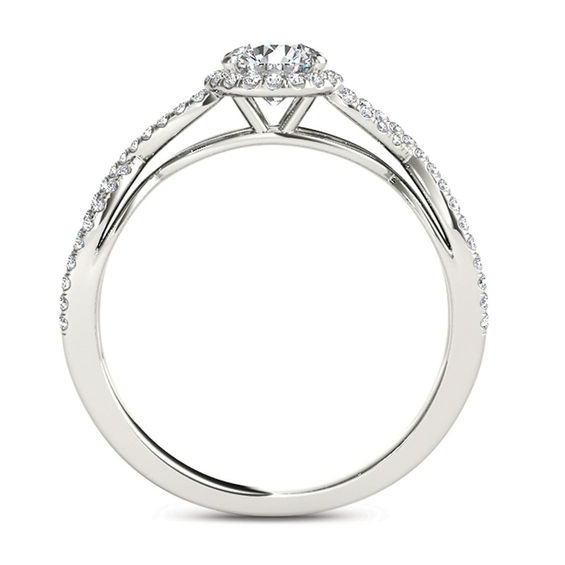 3/4 CT. T.W. Diamond Frame Twist Engagement Ring in 14K White Gold 3/4 CT. T.W. Diamond Frame Twist Engagement Ring in 14K White Gold