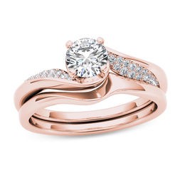 Bridal Sets Wedding Zales T W Diamond Twist Byp Bridal Set In 14k Rose Gold