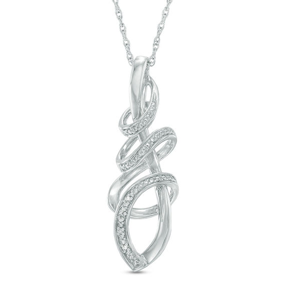 Diamond Accent Twist Pendant in Sterling Silver