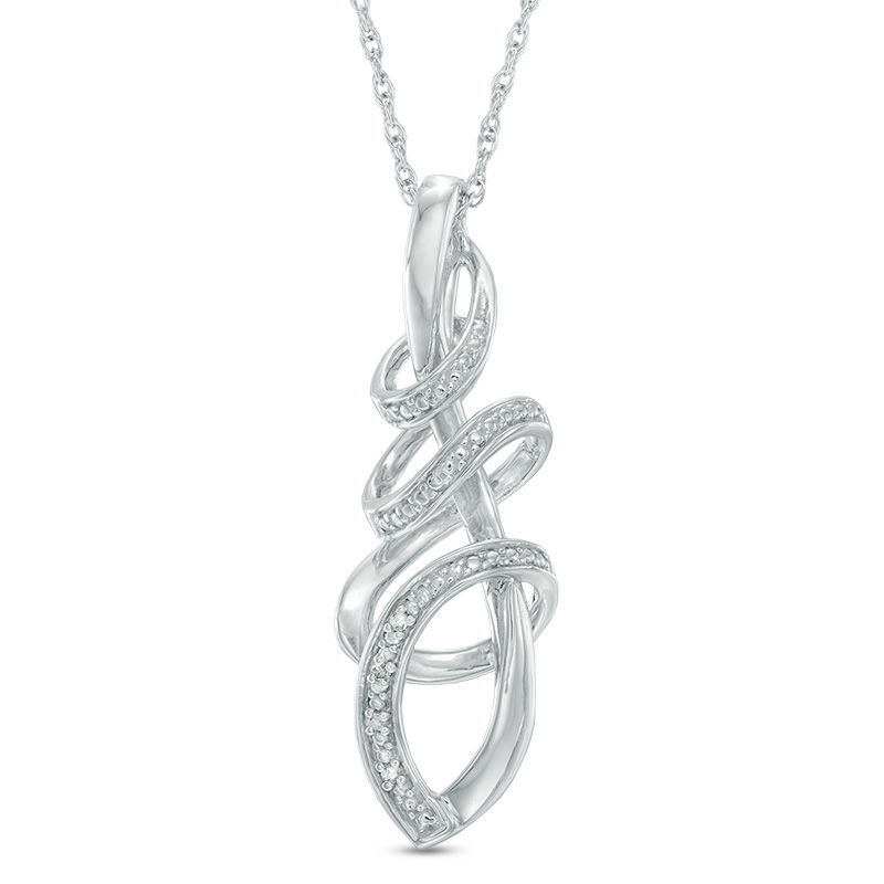 Main Image 1 of Diamond Accent Twist Pendant in Sterling Silver