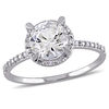 Thumbnail Image 1 of 7.0mm Lab-Created White Sapphire and Diamond Accent Frame Ring in 10K White Gold