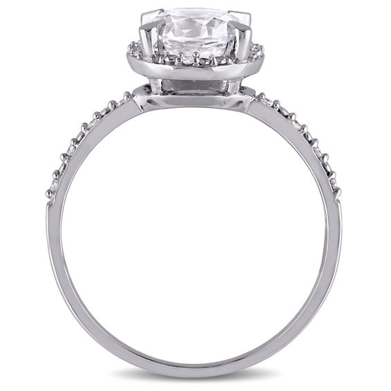 7.0mm Lab-Created White Sapphire and Diamond Accent Frame Ring 10K Gold