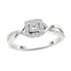 Thumbnail Image 1 of 1/2 CT. T.W. Princess-Cut Diamond Square Frame Twist Engagement Ring in 14K White Gold