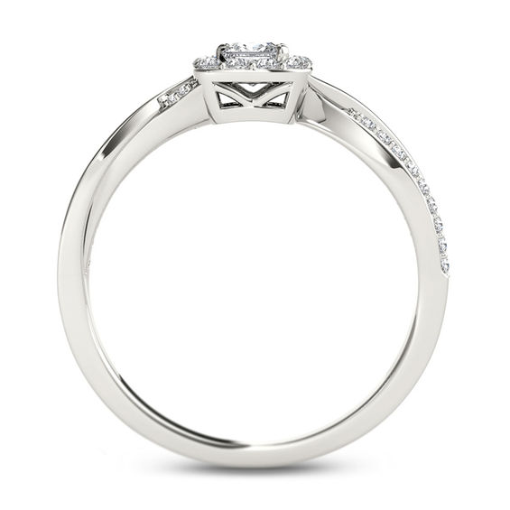 1/2 CT. T.w. Princess-Cut Diamond Square Frame Twist Engagement Ring in 14K White Gold
