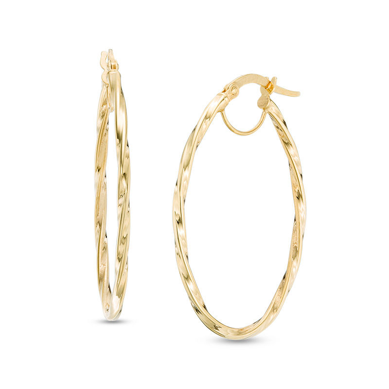 Oval Twist Hoop Earrings in 14K Gold