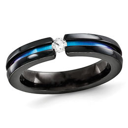 radiance by edward mirell mens 30mm white sapphire band in anodized black titanium - Titanium Wedding Rings For Her radiance by edward mirell mens 30mm white sapphire band in anodized black titanium - Titanium Wedding Rings For Her