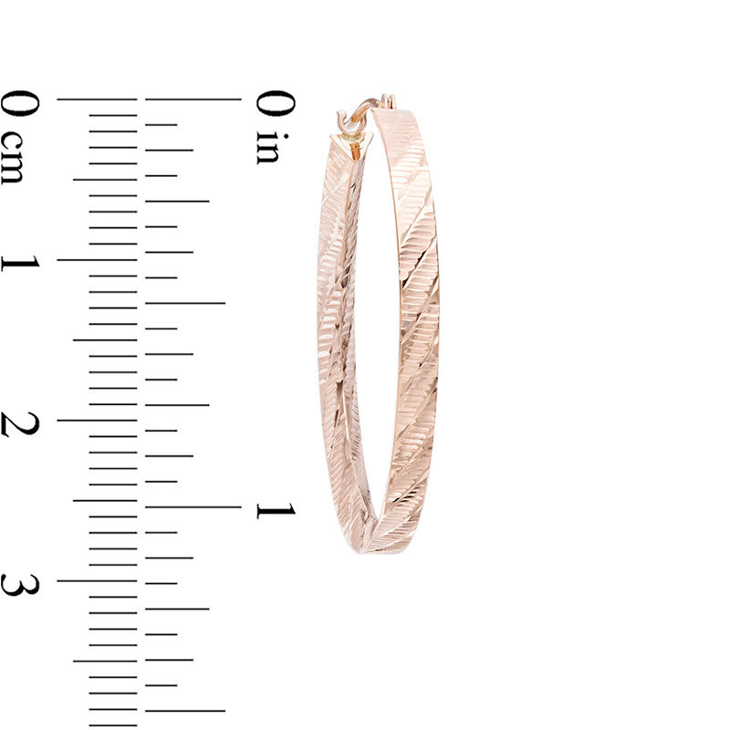 Main Image 2 of 30mm Diamond-Cut Hoop Earrings in 14K Rose Gold