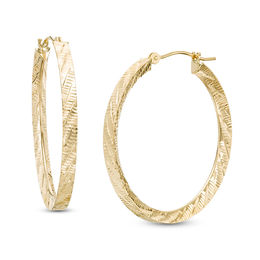 30mm Diamond-Cut Hoop Earrings in 14K Gold