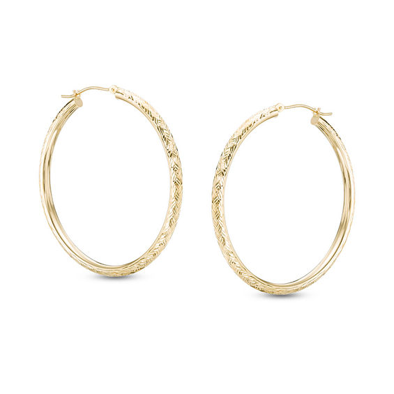 43mm Diamond-Cut Hoop Earrings in 14K Gold