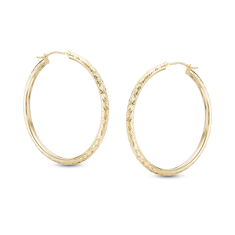 Main Image 1 of 43mm Diamond-Cut Hoop Earrings in 14K Gold