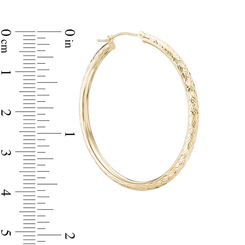 Main Image 2 of 43mm Diamond-Cut Hoop Earrings in 14K Gold