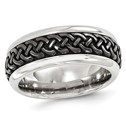 edward mirell mens 90mm woven pattern wedding band in black titanium and stainless steel - Titanium Wedding Rings For Her edward mirell mens 90mm woven pattern wedding band in black titanium and stainless steel - Titanium Wedding Rings For Her