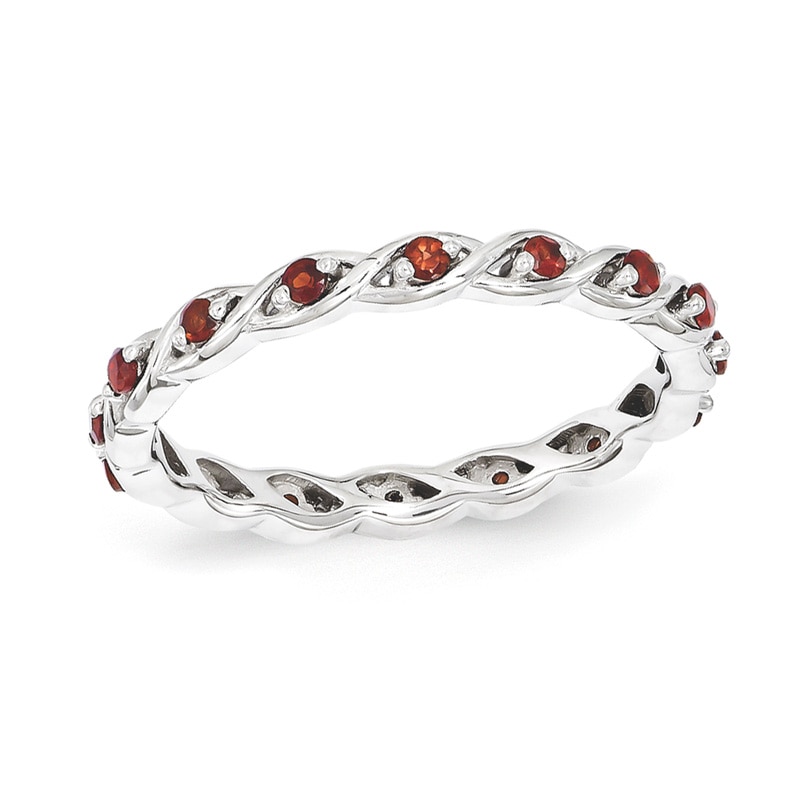 Stackable Expressions™ Garnet Twist Eternity Style Ring in Sterling Silver