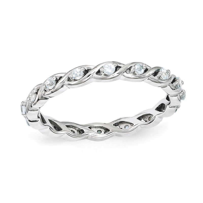 Stackable Expressions™ Aquamarine Twist Eternity Style Ring in Sterling Silver