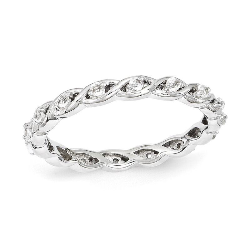 Stackable Expressions™ White Topaz Twist Eternity Style Ring in Sterling Silver