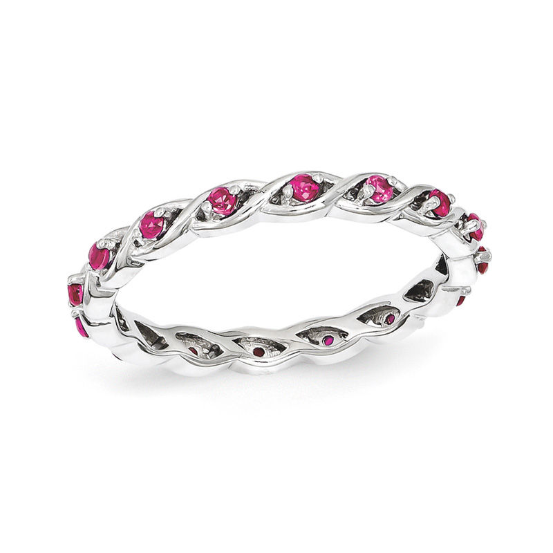 Stackable Expressions™ Lab-Created Ruby Twist Eternity Style Ring in Sterling Silver