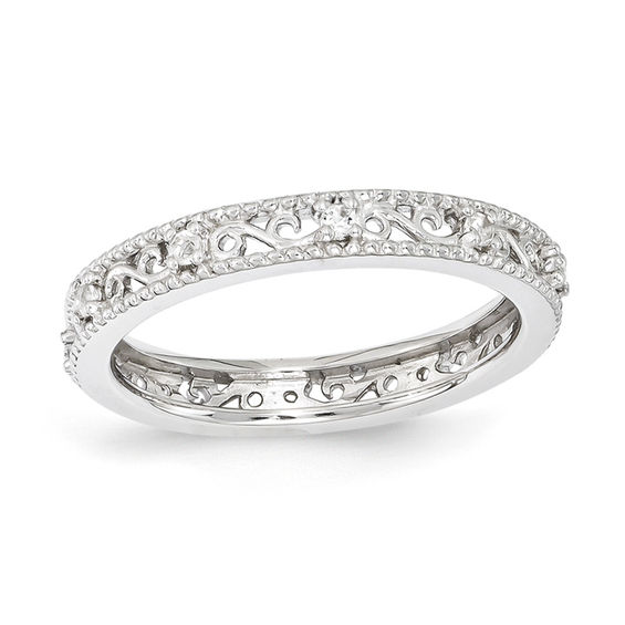 Stackable Expressions White Topaz Filigree Eternity Band In Stackable Expressions White Topaz Filigree Eternity Band In Sterling Silver