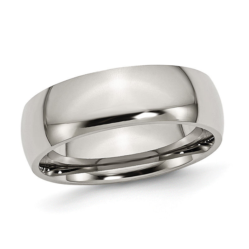 Ladies' 7.0mm Low Dome Wedding Band in Titanium