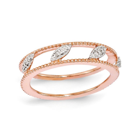 Stackable Expressionsâ¢ Diamond Accent Jacket Ring in Sterling Silver with 14K Rose Gold Plate