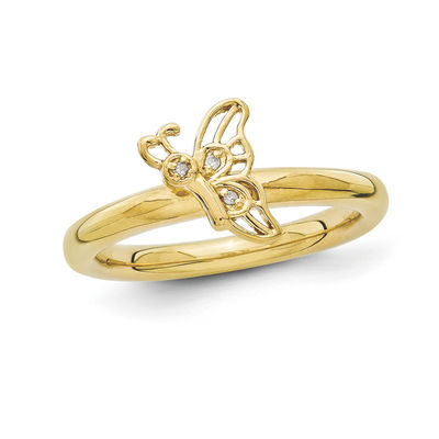 Stackable Expressions Diamond Accent Butterfly Ring In Sterling Silver With 14k Gold Plate Zales