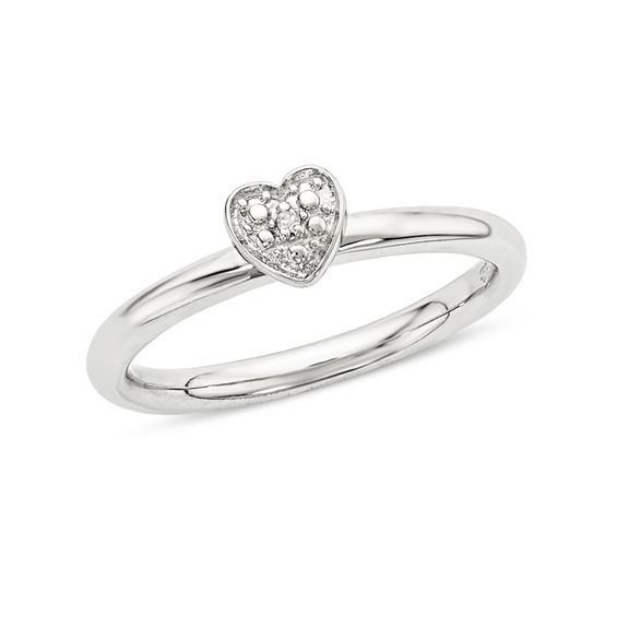 Stackable Expressionsâ¢ Diamond Accent Heart Ring in Sterling Silver