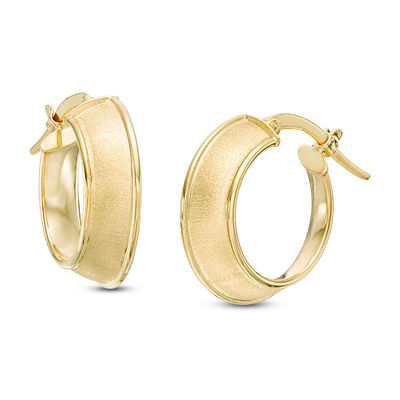 18mm Satin Hoop Earrings in 14K Gold