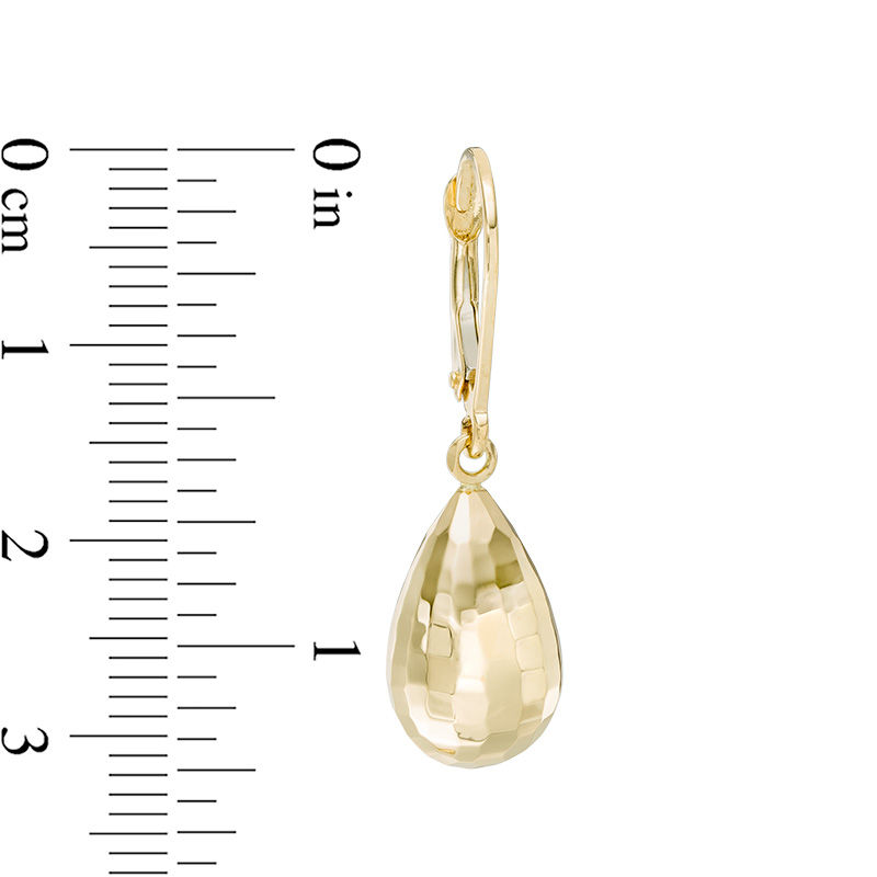 Faceted Puffed Teardrop Earrings in 14K Gold