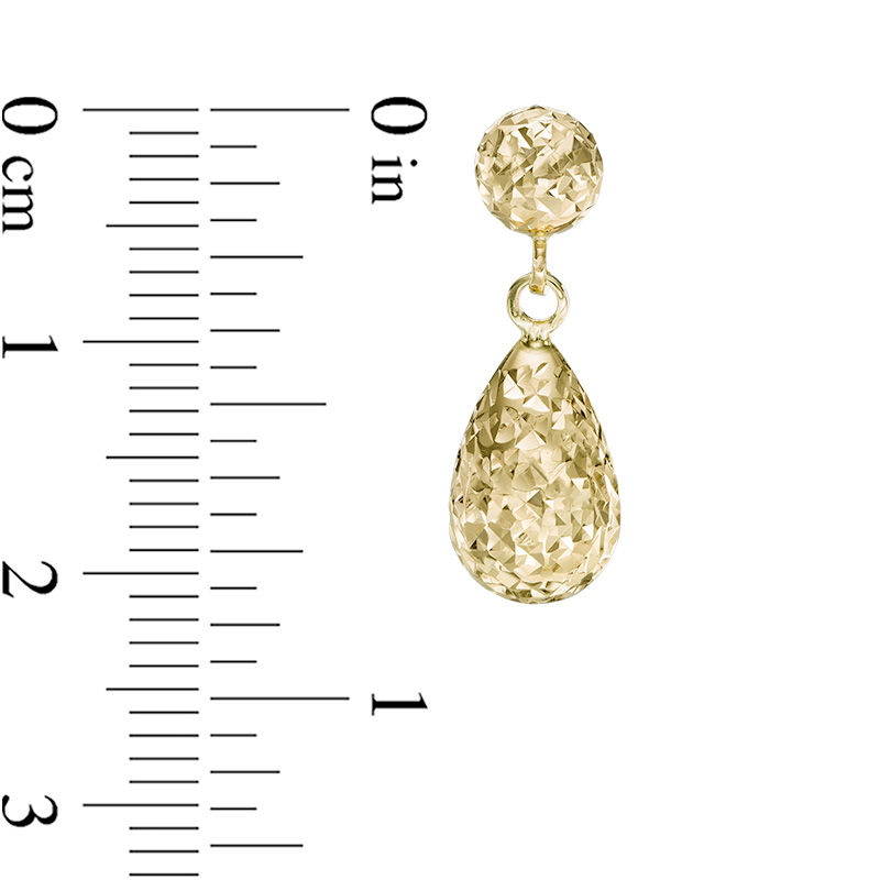 Diamond-Cut Puffed Teardrop Earrings in 14K Gold