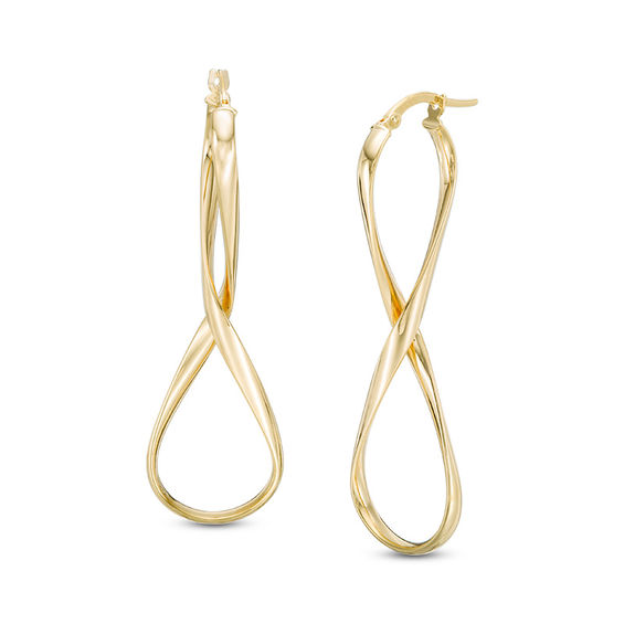 Linear Twist Hoop Earrings in 14K Gold