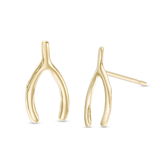 Wishbone Stud Earrings in 10K Gold