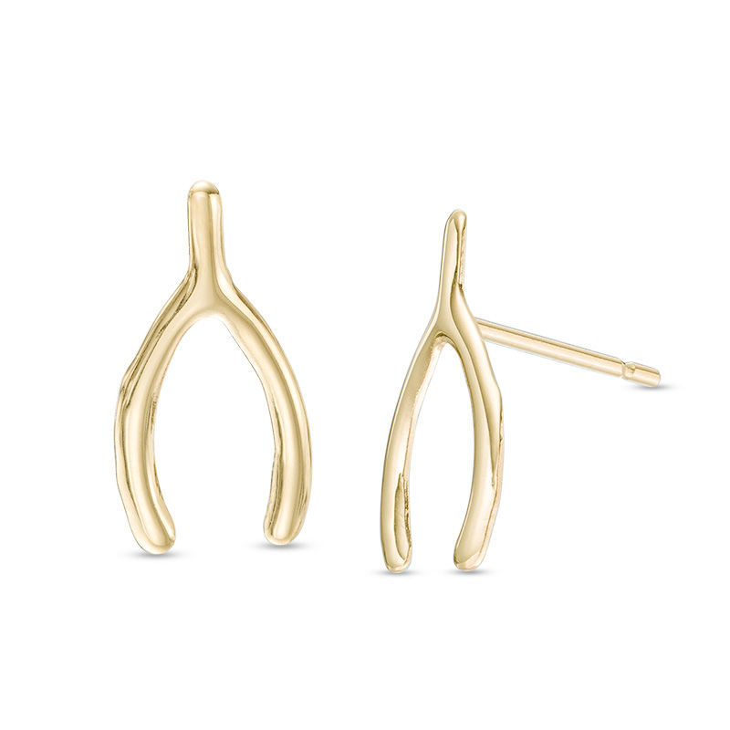 Wishbone Stud Earrings in 10K Gold