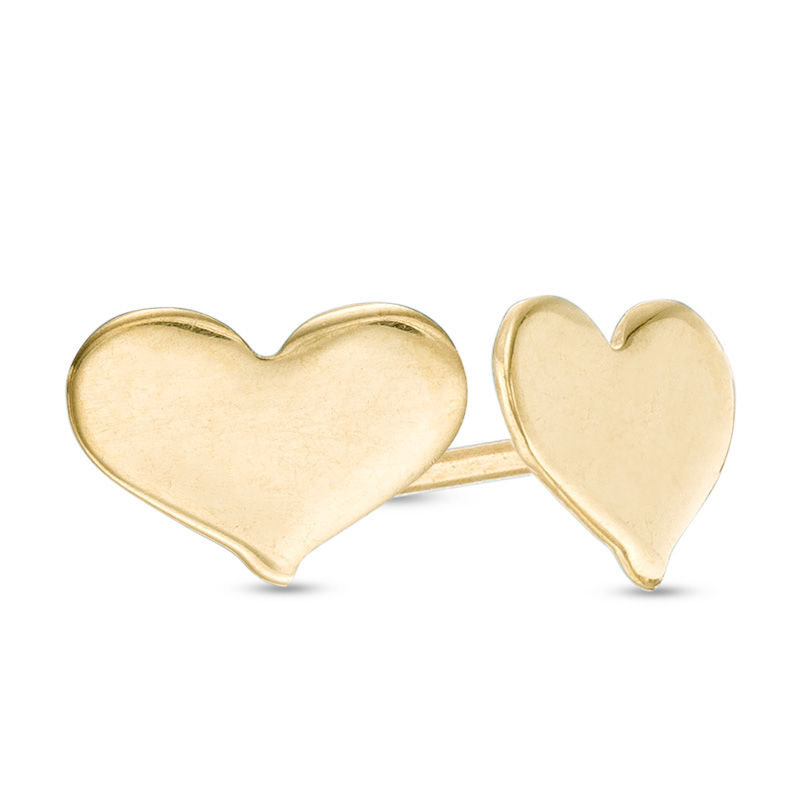 Heart Stud Earrings in 10K Gold